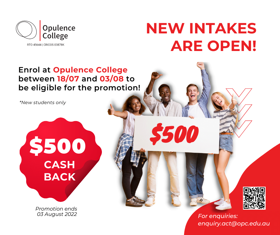 Receive $500 cash back when studying with Opulence College