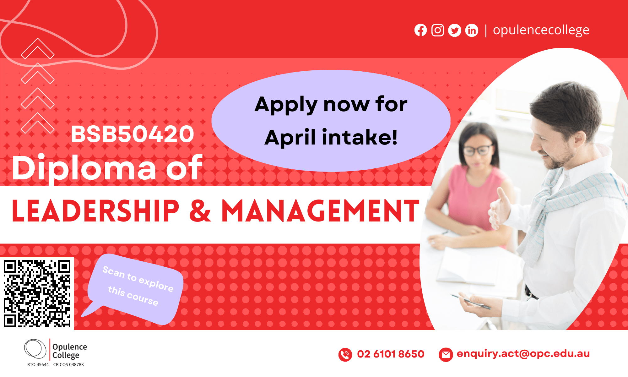 April intake now open for BSB50420 Diploma of Leadership & Management